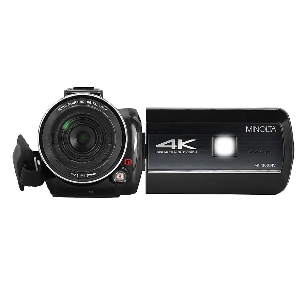 Minolta 4K Ultra HD IR Night Vision Video Camcorder with 16x Digital Zoom, Black (MN4K40NV)