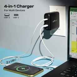 Mobile Pixels Inc. USB-C and USB-A Wall Charger, 100-Watt, Black (117-1001P01)