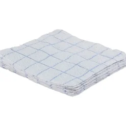 Monarch Brands Terry Dish Cloths, 12" x 12", White and Blue, 12 Cloths/Pack (DISH-BLUE)