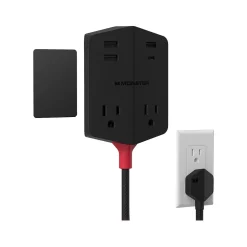 Monster 2-Outlet 4-USB Port Power Strip, 6', Black (2MNAC0327B0L2)