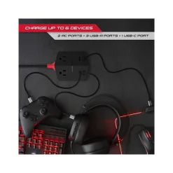 Monster 2-Outlet 4-USB Port Power Strip, 6', Black (2MNAC0327B0L2)