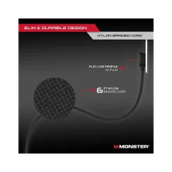 Monster 2-Outlet 4-USB Port Power Strip, 6', Black (2MNAC0327B0L2)