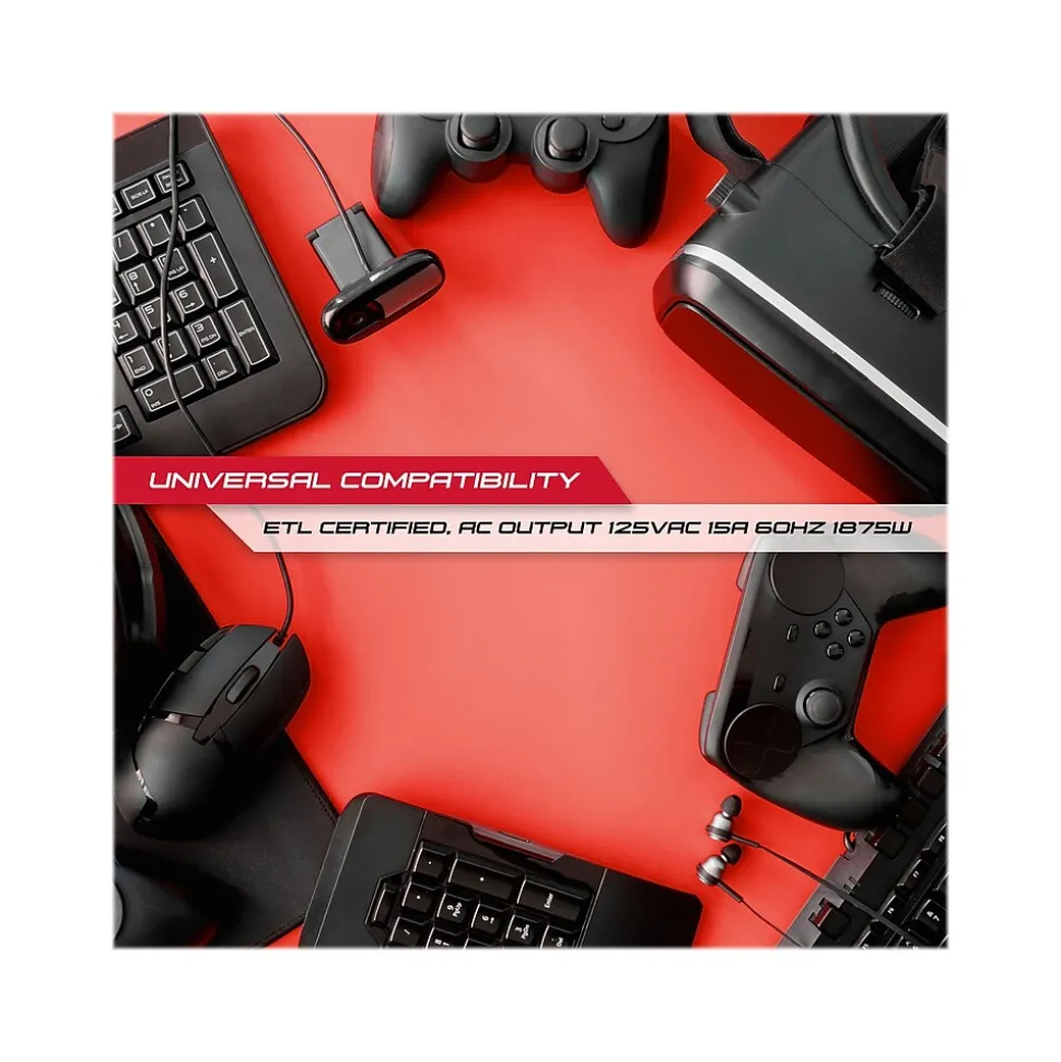 Monster 2-Outlet 4-USB Port Power Strip, 6', Black (2MNAC0327B0L2)