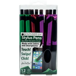 Monteverde One Touch Ballpoint Pen with Front Stylus, Assorted Colors, 12 pack (MV36170)