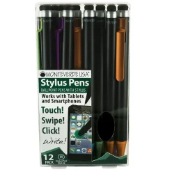 Monteverde One Touch Ballpoint Pen with Top Stylus, Assorted Colors, 12 pack (MV36150)