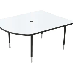 MooreCo MediaSpace 60" Table, White/Black (27749-MRKR-BK)