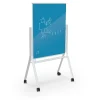 MooreCo Visionary Curve Glass Mobile Dry-Erase Whiteboard, Metal Frame, 4' x 3' (74957-BLUE)