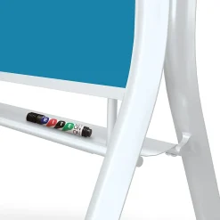 MooreCo Visionary Curve Glass Mobile Dry-Erase Whiteboard, Metal Frame, 4' x 3' (74957-BLUE)