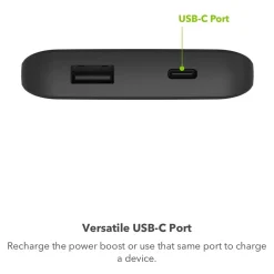 Mophie Power Boost 10K mAh Portable battery USB-A and USB-C inputs, Black (401108800)