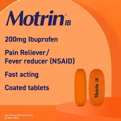 Motrin IB Ibuprofen Tablets, 200 mg, 2 Tablets/Packet, 50 Packets/Box (447419)