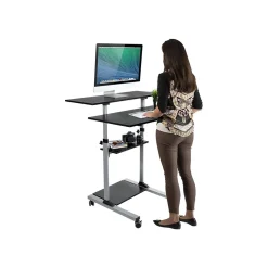 Mount-It! 37"-55" Plastic/Steel Adjustable Desk, Black/Gray (MI-7970)
