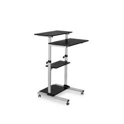 Mount-It! 27.5" W Mobile Height Adjustable Desk, Silver, Plastic/Steel (MI-7940)