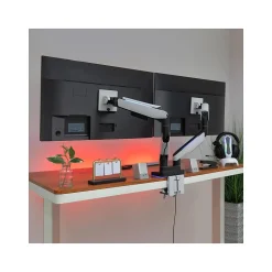 Mount-It! Adjustable Dual Monitor Arm, Up to 35" Monitor, Grayish White/Matte Black (MI-4882)