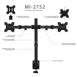 Mount-It! Adjustable Dual Monitor Arm Mount, Up To 32
