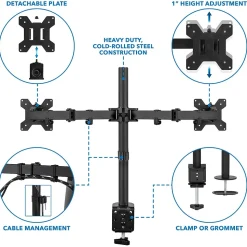 Mount-It! Adjustable Dual Monitor Arm Mount, Up To 32