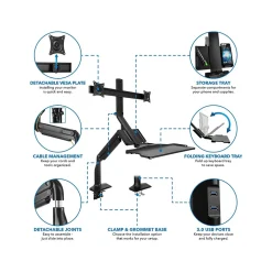 Mount-It! Adjustable Dual-Monitor Mount, Up to 27