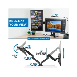 Mount-It! Adjustable Dual-Monitor Mount, Up to 35