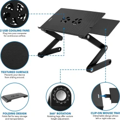Mount-It! Adjustable Laptop Stand with Cooling Fans and Mouse Pad (MI-7211)
