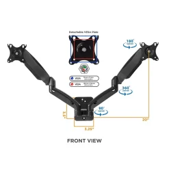 Mount-It! Dual Arm Monitor Wall Mount for 19