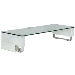 Mount-It! Glass Computer Monitor Stand with Brushed Aluminum Legs, 66 lbs. Capacity (MI-7264)