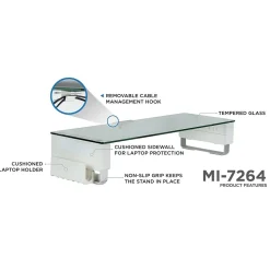 Mount-It! Glass Computer Monitor Stand with Brushed Aluminum Legs, 66 lbs. Capacity (MI-7264)
