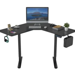 Mount-It! MI-15003 47"W L-Shaped Adjustable Particle Board Standing Desk, Black (MI-15003)