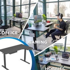 Mount-It! MI-15002 57"W L-Shaped Adjustable Particle Board Standing Desk, Black (MI-15002)