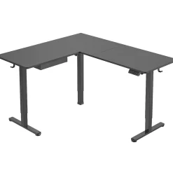 Mount-It! MI-15001 63"W L-Shaped Adjustable Particle Board Standing Desk, Black (MI-15001)