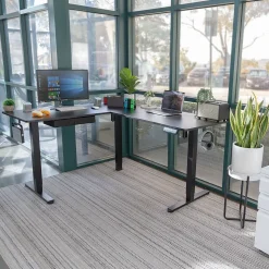 Mount-It! MI-15001 63"W L-Shaped Adjustable Particle Board Standing Desk, Black (MI-15001)