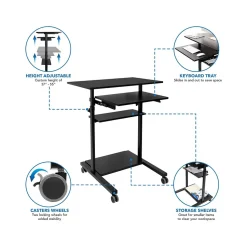 Mount-It! Mobile 32"W Adjustable Standing Desk, Black (MI-7998B)