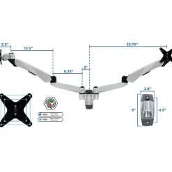 Mount-It! Modular Dual Adjustable Monitor Arms, Up to 30