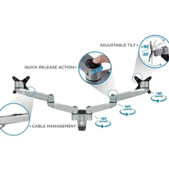Mount-It! Modular Dual Adjustable Monitor Arms, Up to 30