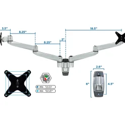 Mount-It! Modular Dual Adjustable Monitor Arms, Up to 30