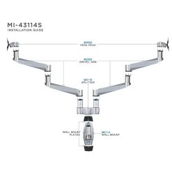 Mount-It! Modular Dual Adjustable Monitor Arms, Up to 30