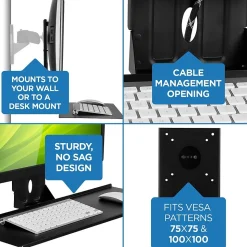 Mount-It! Monitor and Keyboard Wall Mount Bracket, Standing Workstation with Floating Keyboard, VESA Mount Required (MI-7917)