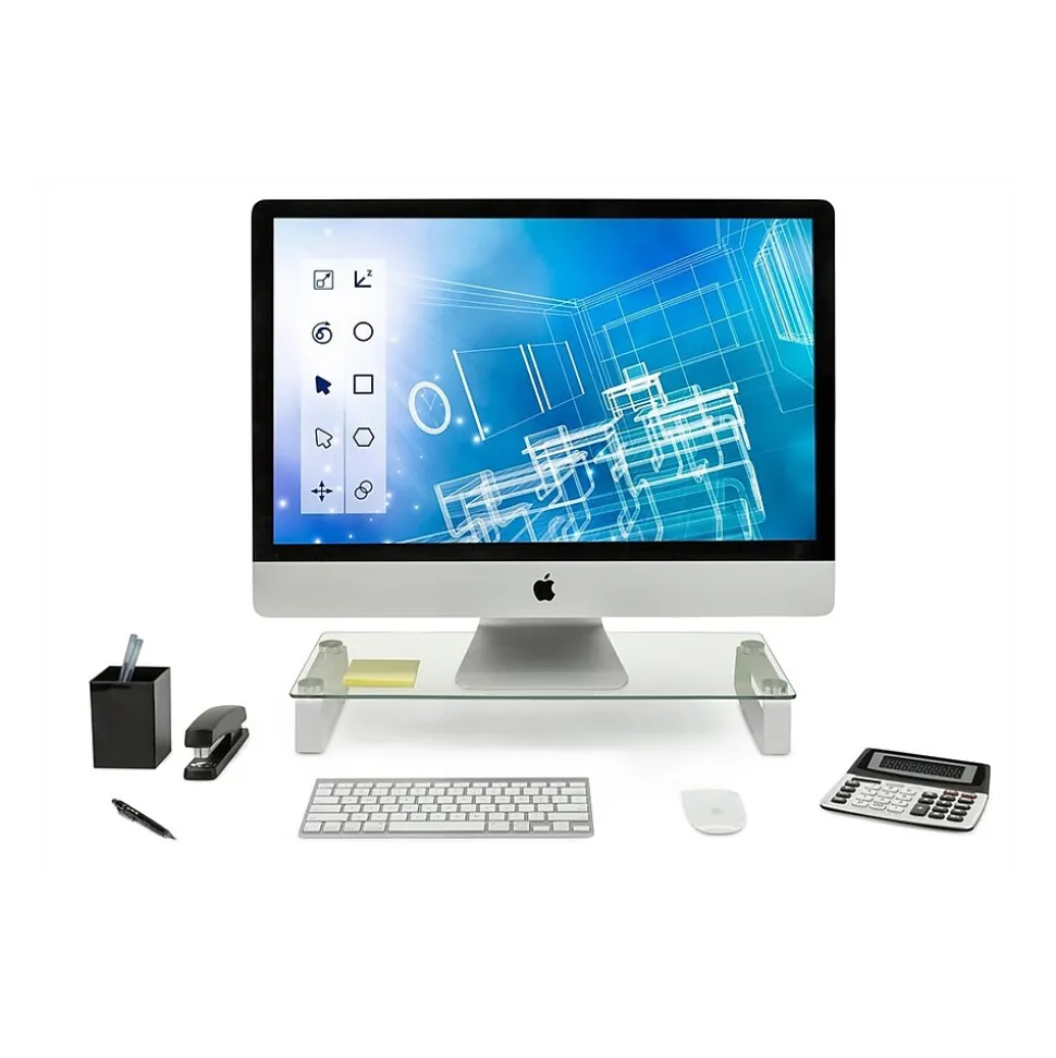 Mount-It! Monitor Stand, Clear/Silver (MI-7262-DS)