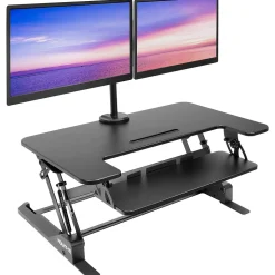 Mount-It! Mount-It! 36"W Manual Rectangular Adjustable Aluminum Standing Desk Converter, Black (MI-7934)