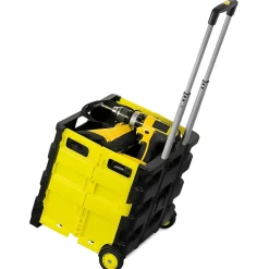 Mount-It! Rolling Utility Cart, Folding and Collapsible, 55 lbs., Black/Yellow (MI-904)