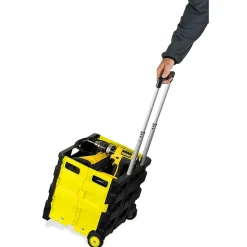 Mount-It! Rolling Utility Cart, Folding and Collapsible, 55 lbs., Black/Yellow (MI-904)