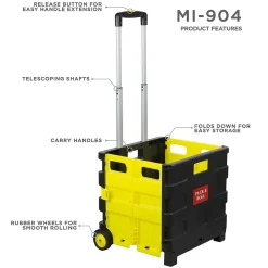 Mount-It! Rolling Utility Cart, Folding and Collapsible, 55 lbs., Black/Yellow (MI-904)