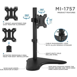 Mount-It! Single Monitor Mount Desk Stand For 22