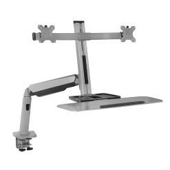 Mount-It! Sit Stand Desk Mount Workstation, Dual Monitor Standing Desk Converter, Full Motion Arm, Height Adjustable (MI-7904)