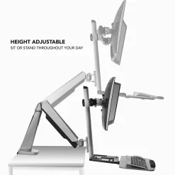 Mount-It! Sit Stand Desk Mount Workstation, Dual Monitor Standing Desk Converter, Full Motion Arm, Height Adjustable (MI-7904)