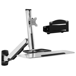 Mount-It! Sit Stand Wall Mount Workstation, Articulating Standing Desk for a Single Monitor, Floating Keyboard Tray (MI-7905)