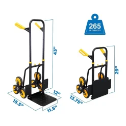 Mount-It! Stair Climber Hand Truck and Dolly, 264 lb. Capacity, Black/Yellow (MI-913)