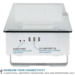 Mount-It! Tempered Glass Height Adjustable Monitor Riser With 3 USB Ports, Up to 32