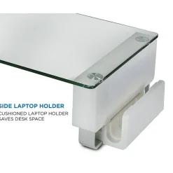 Mount-It! Tempered Glass Height Adjustable Monitor Riser With 3 USB Ports, Up to 32