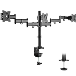Mount-It! Triple Monitor Mount 3-Screen Desk Stand, Holds Up to 66 lbs., Black (MI-1753)