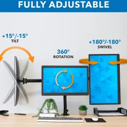 Mount-It! Triple Monitor Mount 3-Screen Desk Stand, Holds Up to 66 lbs., Black (MI-1753)