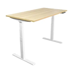 Mount-It! Ultimate 55"W Electric Rectangular Adjustable Standing Desk, Maple/White (MI-18077)